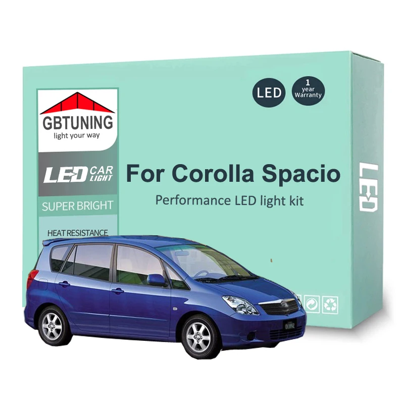 

Комплект светодиодных ламп для светильник освещения для Toyota Corolla Space 1997-2003 2004 2005 2006 2007, купольная лампа для чтения карты автомобиля Canbus без ош...