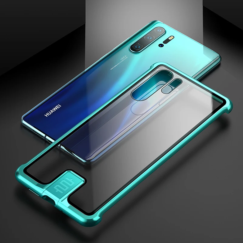Модный чехол для Huawei P30/ Pro твердость 9h прозрачное закаленное стекло и Алюминиевый