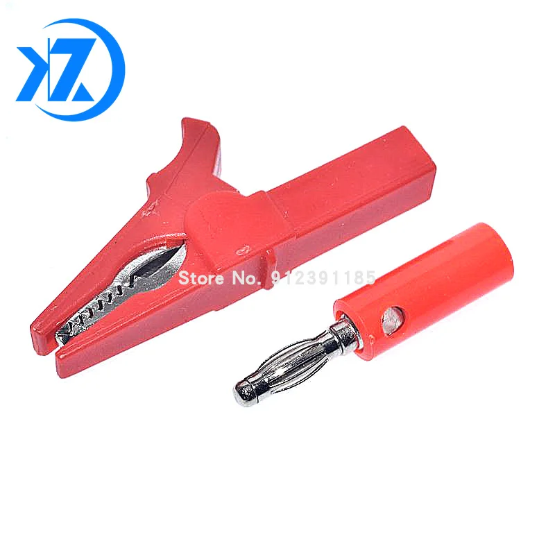 Зажим типа крокодил 55 мм + вилка банан тестовый щуп с кабельными зажимами 4 |