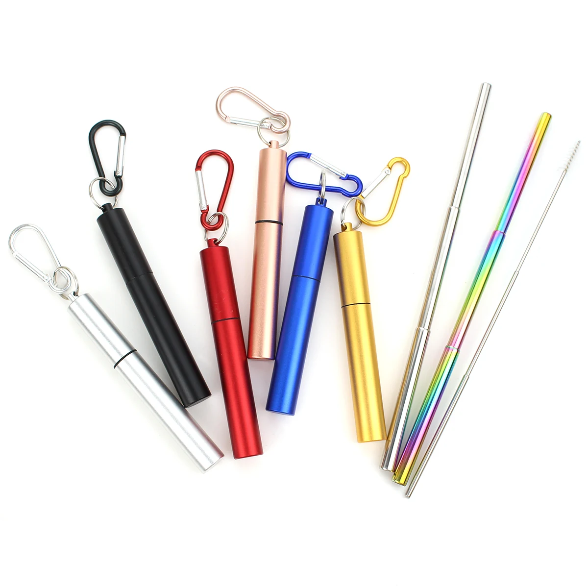 Металлическая соломинка многоразовая телескопическая соломка из нержавеющей