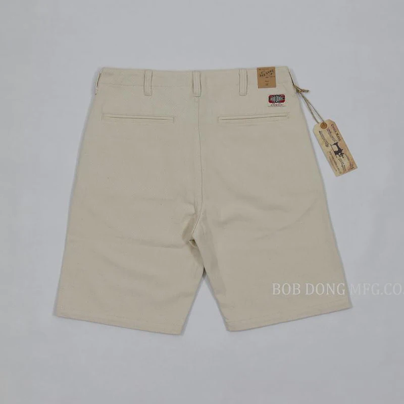 

BOB DONG 13oz Cream Cottonseed Hulls Denim Casual Shorts Vintage Pants Natural