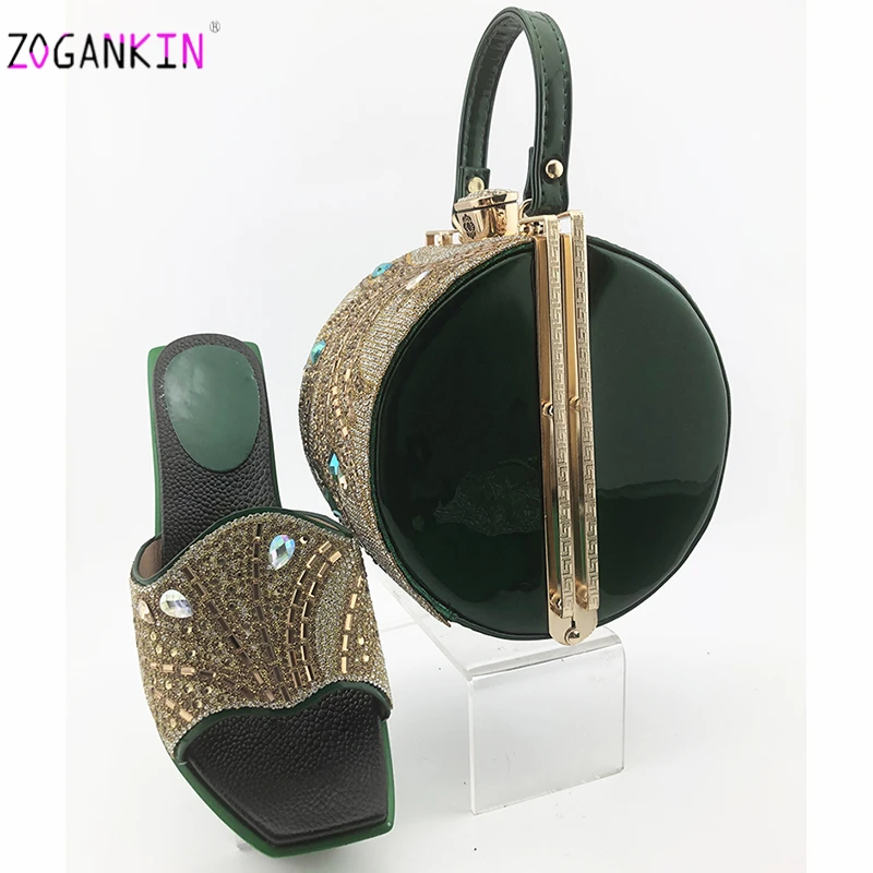Комплект из туфель и сумочки в африканском стиле с украшением виде кристаллов