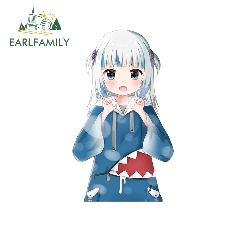 

EARLFAMILY мультфильм Gawr Gura Hololive наклейка на автомобиль наклейка на крышку царапины Водонепроницаемая наклейка украшение для автомобиля мотоцикла