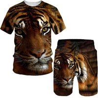 new 3d printed plus size t shirt shorts set for men tiger retro style punk tops suit novelty cool o neck harajuku male clothing