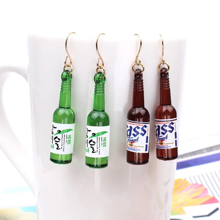 Забавные висячие серьги в виде бутылки питьевой воды милая бутылка для напитков