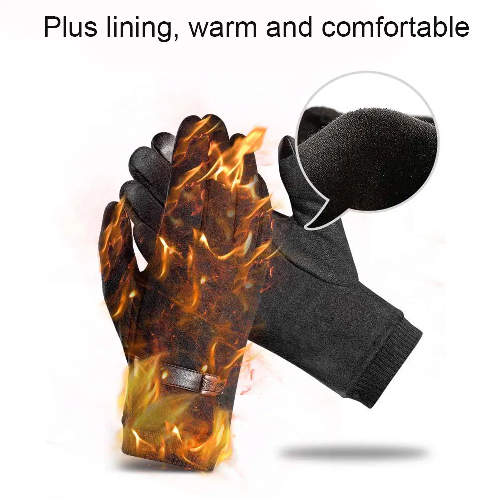 

Men TouchScreen Suede Gloves Thick Plush Winter Warm Outdoor Hiking Riding Mittens TY66