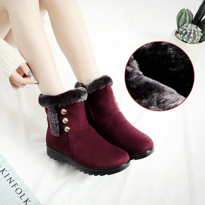 Ботильоны женская зимняя обувь 2019 г. Модные женские зимние ботинки на танкетке