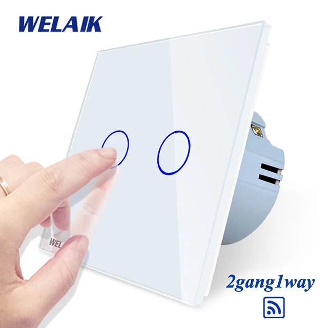 White Welaik Кристалл Стекло Панель переключатель Белый настенный выключатель ЕС сенсорный выключатель Экран настенный выключатель света 2gang1way AC110~ 250 В a1921w/b - Цвет: White