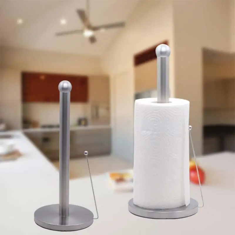 

Non-slip Stainless Steel Kitchen Roll Paper Towel Holder Kitchen Supplies Dining Table Vertical Napkins Rack Tissue Storage Rack