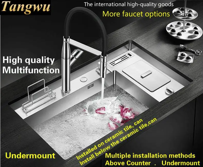 Бесплатная доставка горячая Распродажа роскошная кухонная раковина с кнопочной