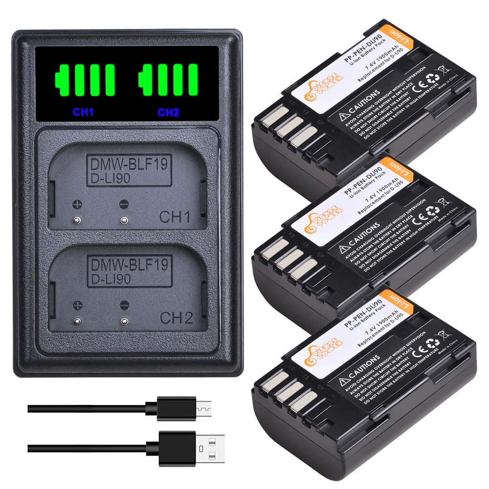 

Pickle Power 1900mAh D-Li90 D Li90 аккумулятор + светодиодный ное двойное зарядное устройство для Pentax K-01 K-1 K-3 ID 645D 645Z