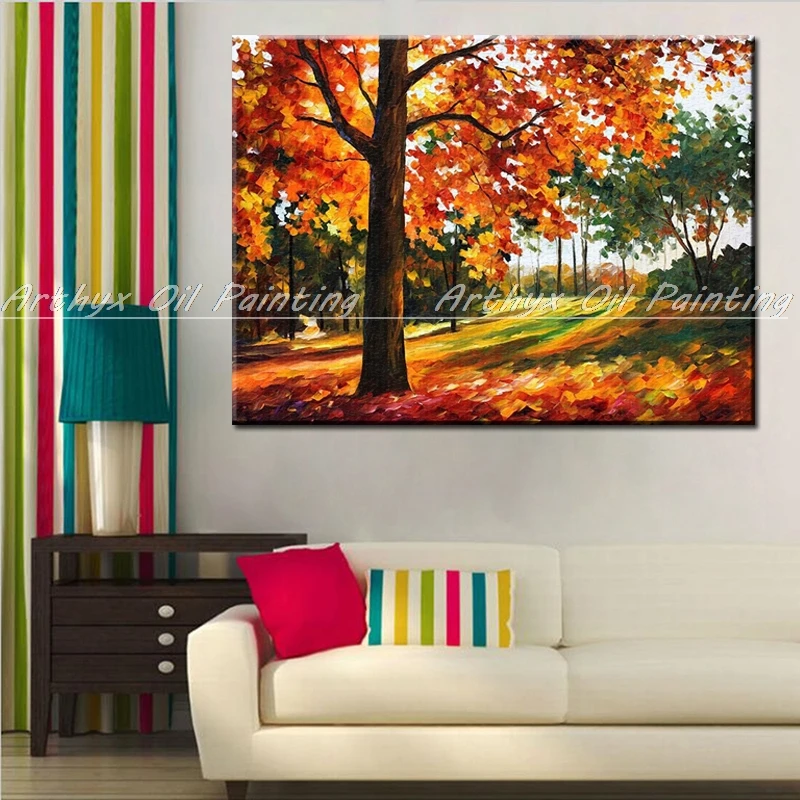 Ручная роспись Современная палитра нож дерево пейзаж картина маслом на холсте