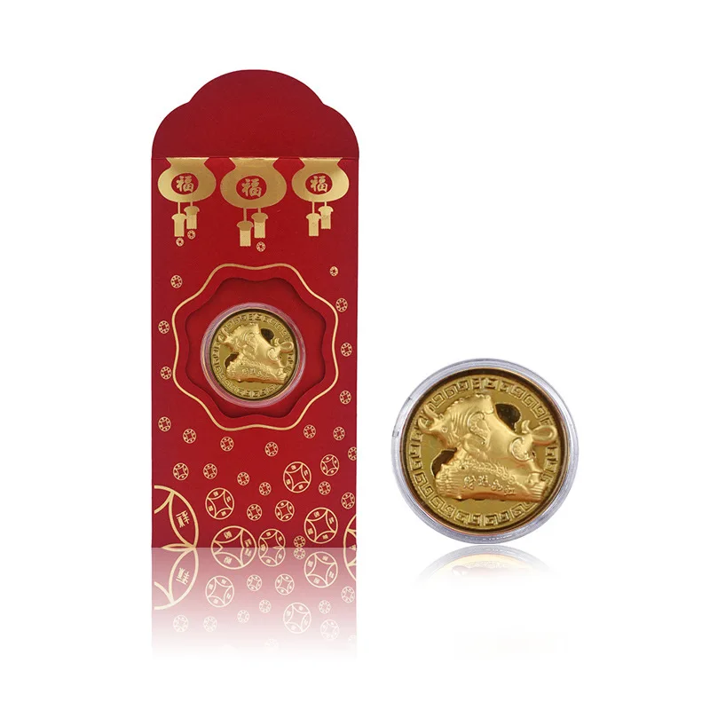 

Chinese Red Lucky Envelopes Hong Bao Festival Money Packets with Gold Foil Banknote for 2021 New Year Spring Festival Supplies