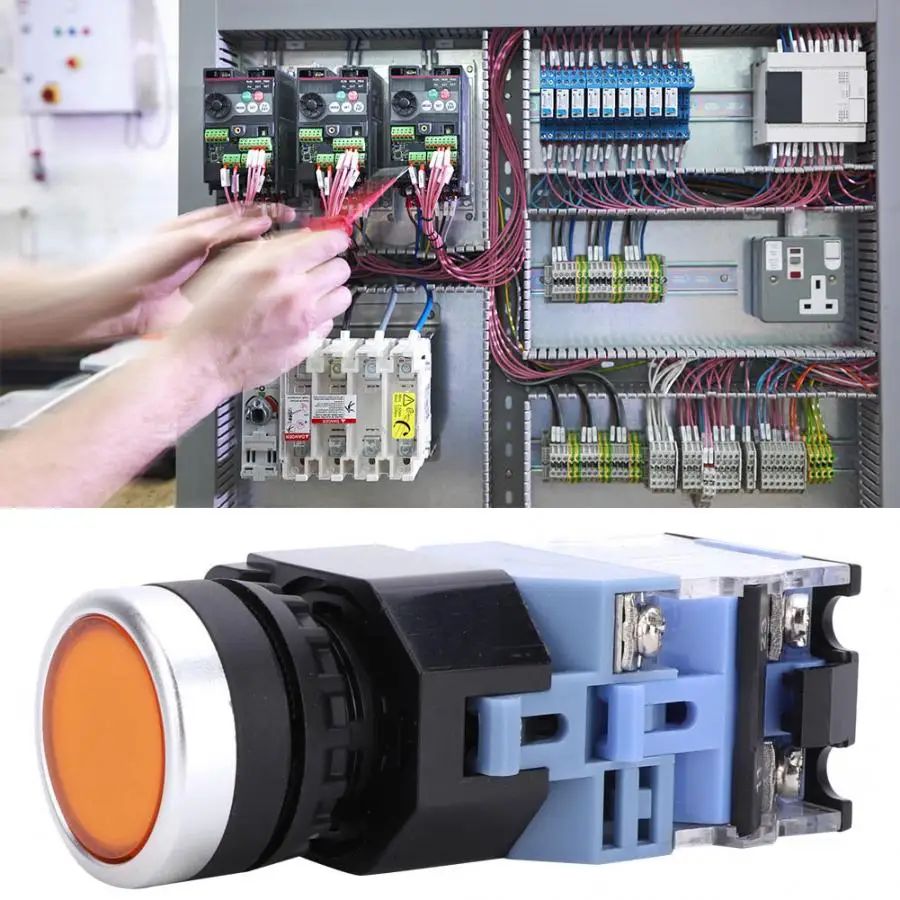 10 шт. самоблокирующийся кнопочный переключатель с плоской головкой AC/DC24V 1 вкл.