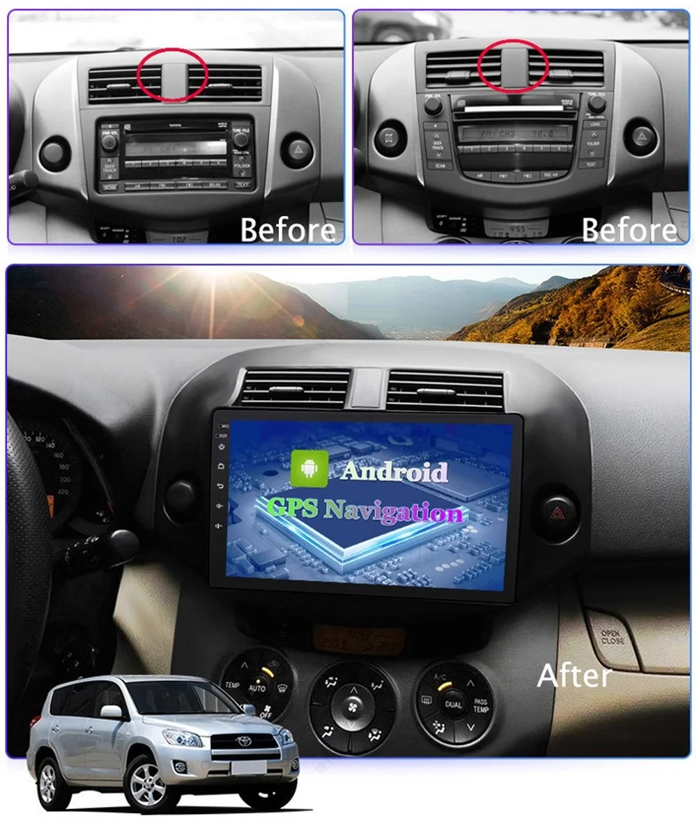 Автомобильный GPS-навигатор 6G + 128G Android 10 0 для Toyota RAV4 2007-2012 автомагнитола стерео BT