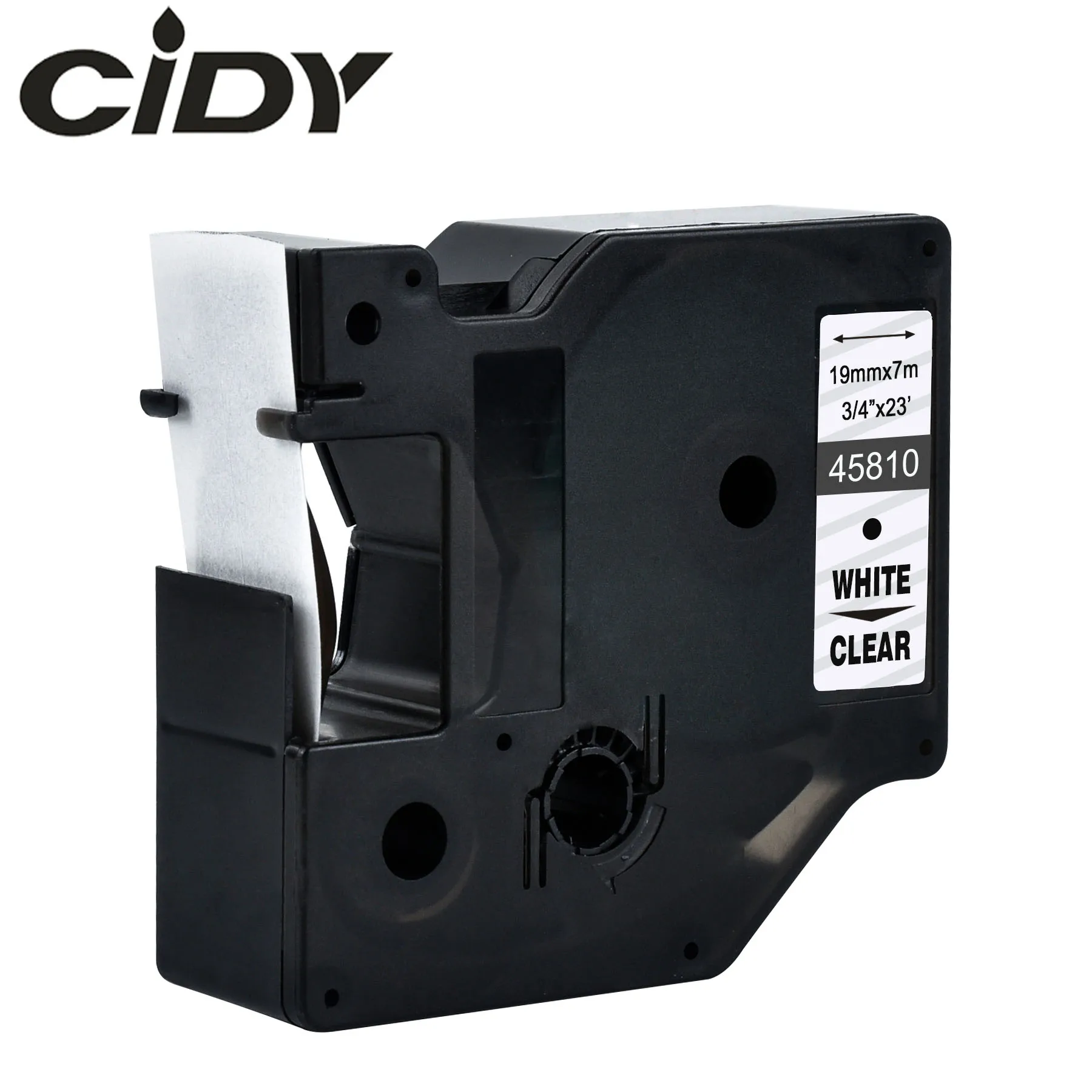 Этикетка CIDY 1 шт. 45803 совместимый с Dymo D1 19 мм лента для маркировки 45800 45808 черного цвета на белом ленты с лейблом для этикетка Dymo менеджер 160 280 210 - Цвет: white on clear