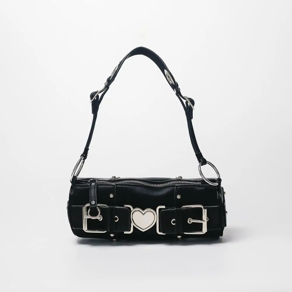 

Металлические заклепки в форме сердца, в стиле рок, черный, готический, панк, мотобайк, ведьма, крутые, шикарные сумки, Harajuku