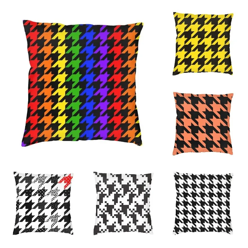 

Радужный чехол для подушки с рисунком «гусиные лапки» 45x45 см, современный Бархатный Чехол для подушки «Собачья лапка» для дивана