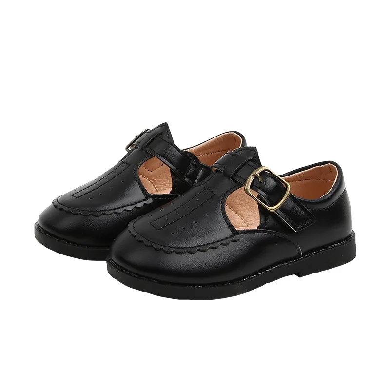 

2020 new children's leather shoes male baby hollow British style single shoes little girl non-slip soft bottom casual shoes
