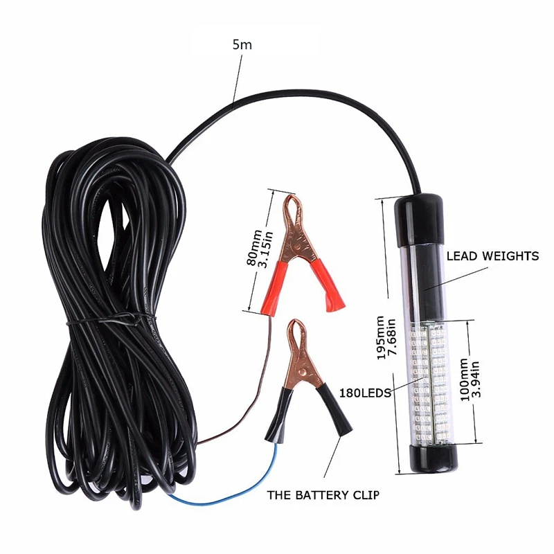 Зеленый подводный светильник погружной ночной рыбацкий для рыбалки er 900 люменов
