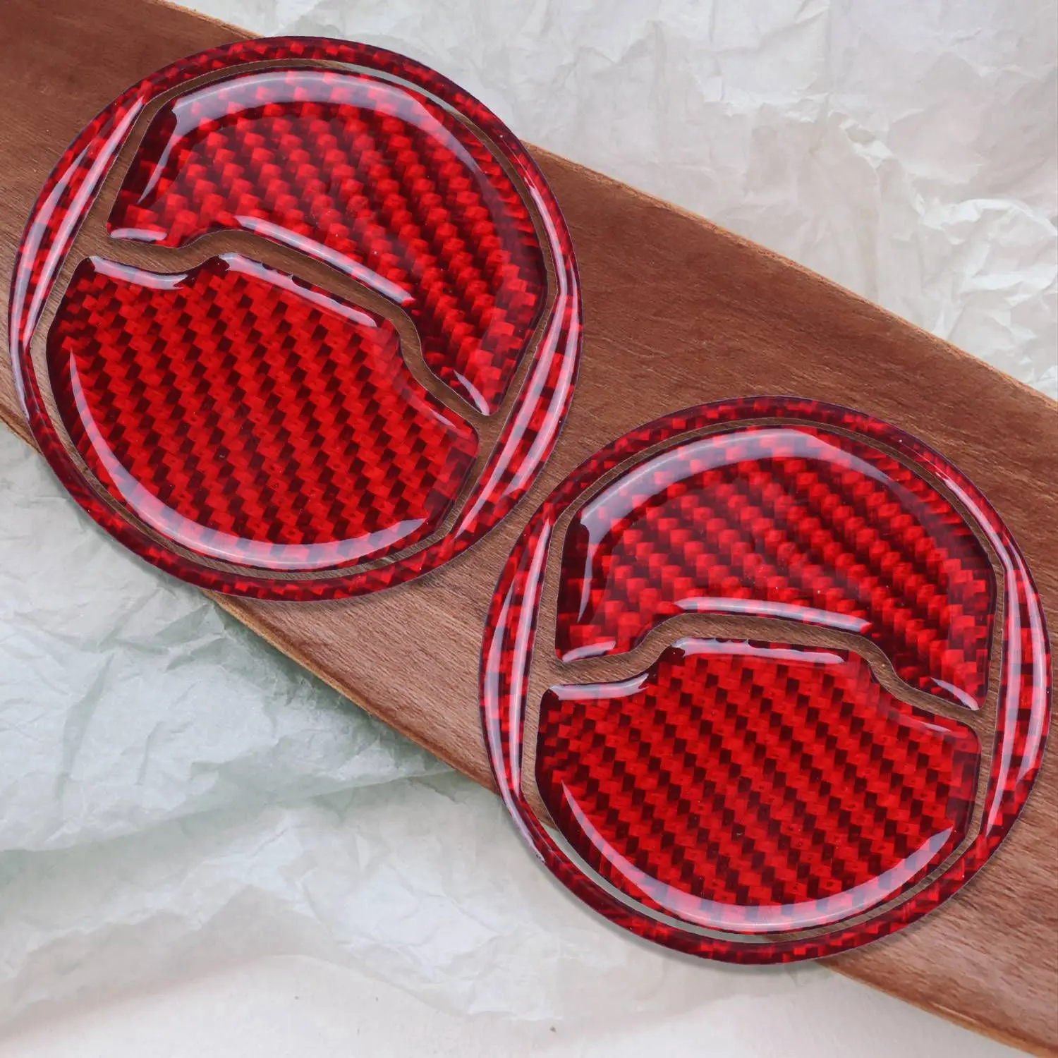 Red Carbon Fiber Car Interior Central Air Conditioner Outlet Decorative Cover Sticker for Ford Mustang 2015 2017 2018 2019 | Автомобили и