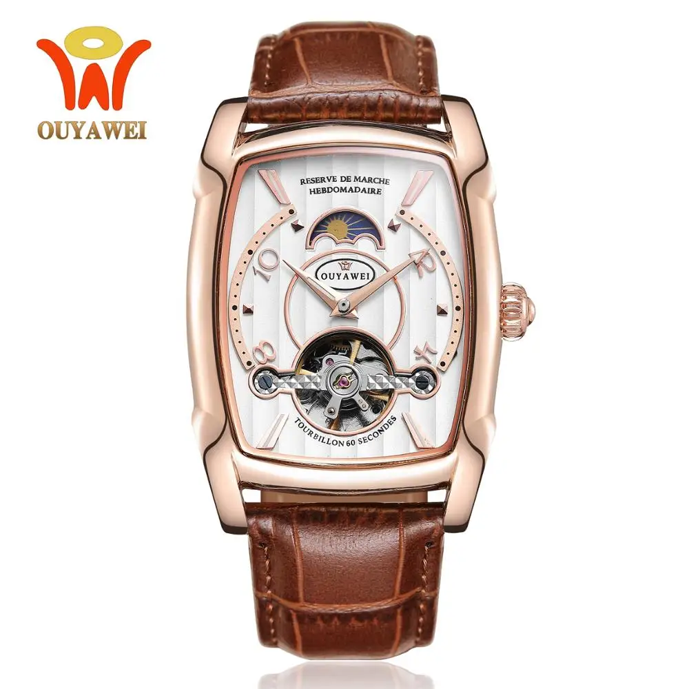 

Luxury Gold Automatic Mechanical Men's Watch Fashion Tourbillon Moon Phase man Wristwatch Waterproof Male clocks Relojes Hombre