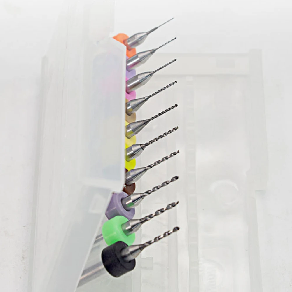 

10pcs 0.3-1.2mm PCB Tungsten Carbide Micro Drill Bits Tool For Circuit Board Anti-seismic Design Of Cutting Edge