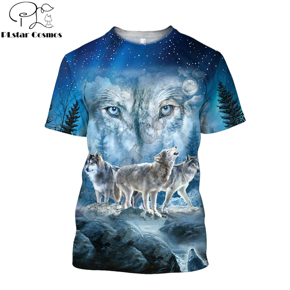 

Beautiful Night Wolf 3D All Over Men t shirt Harajuku Short sleeve Tshirt summer street Unisex tshirt tops DX-9 Drop shipping