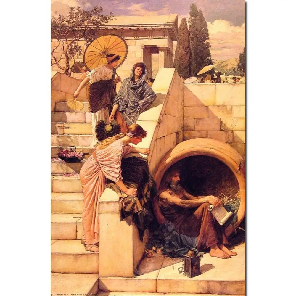 

Canvas Artwork Handmade Oil paintings by John William Waterhouse Diogenes Famous Art Reproduction High Quality Wall Decor