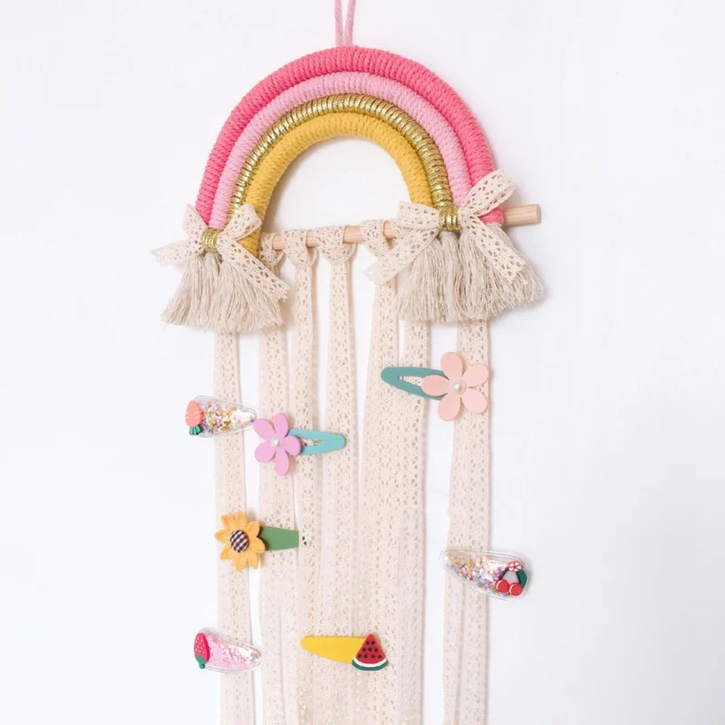 Настенные украшения с радужной кисточкой банты для волос пояс хранения