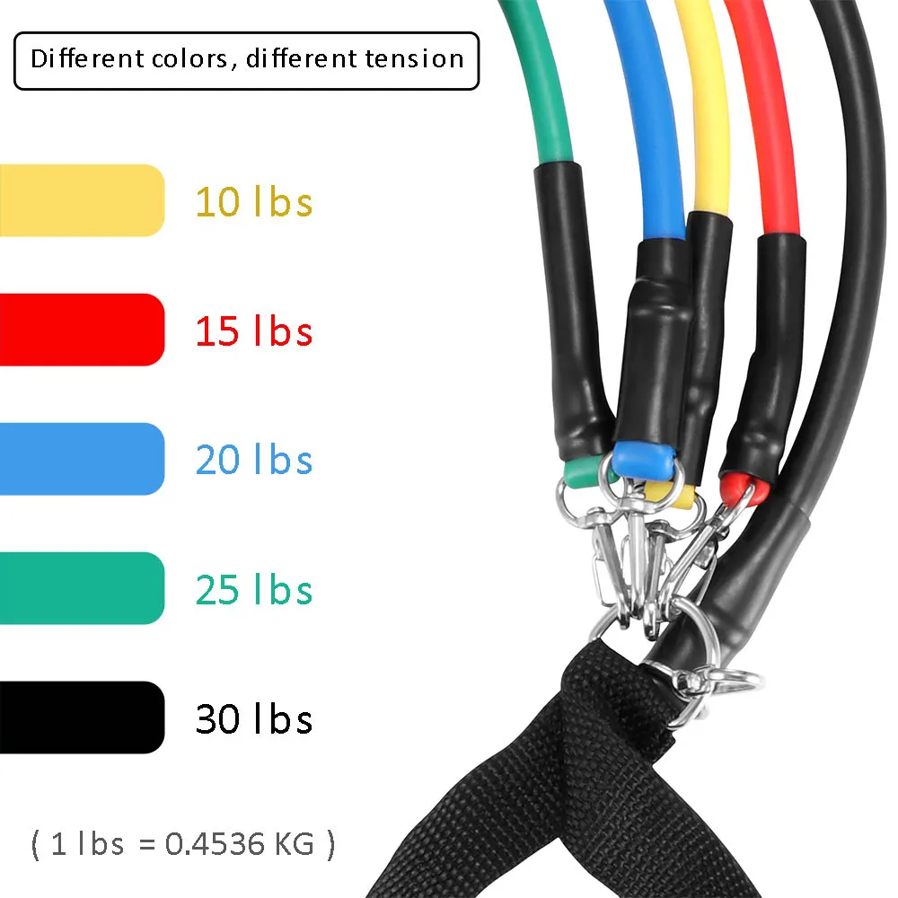 

11PCS Resistance Bands Set Pro Gym Fitness Bands Pilates Yoga Rubber Bands WorkoutWorkout Home Elastic Sports Exercise Bands