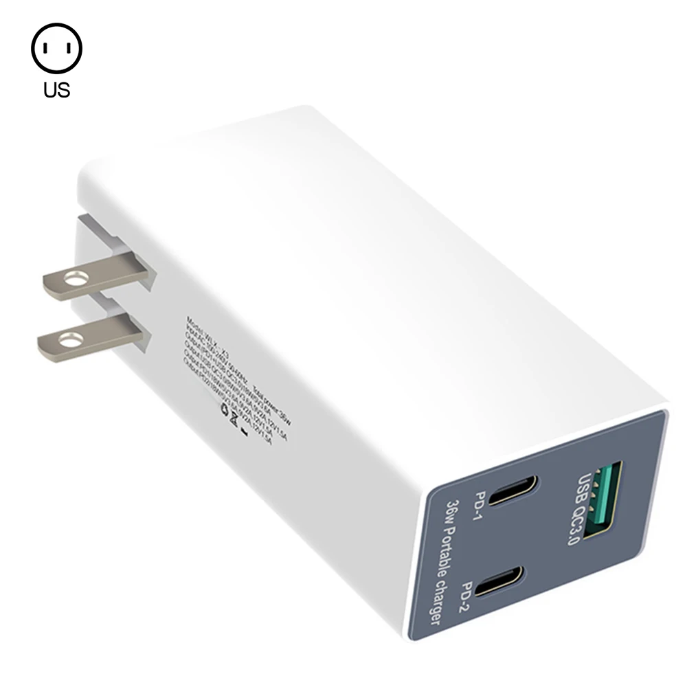 

WLX-X3 Dual PD+QC3.0 Quick Charge 3 Port USB+Type-C Charger Portable Charger Head Adapter for Tablet/Phone Charger EU/US/UK Plug