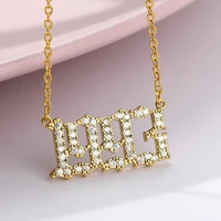 crystal letter pendant necklace for women zircon number initial necklace 1996 1997 1998 year necklace birthday gift collares bff
