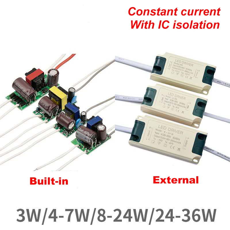 

Светодиодный блок питания DALCAN 3W/4-7W/8-24W/24-36W, адаптер драйвера AC85-265V, трансформатор освещения с изоляцией IC для потолочного светильника и т. д.