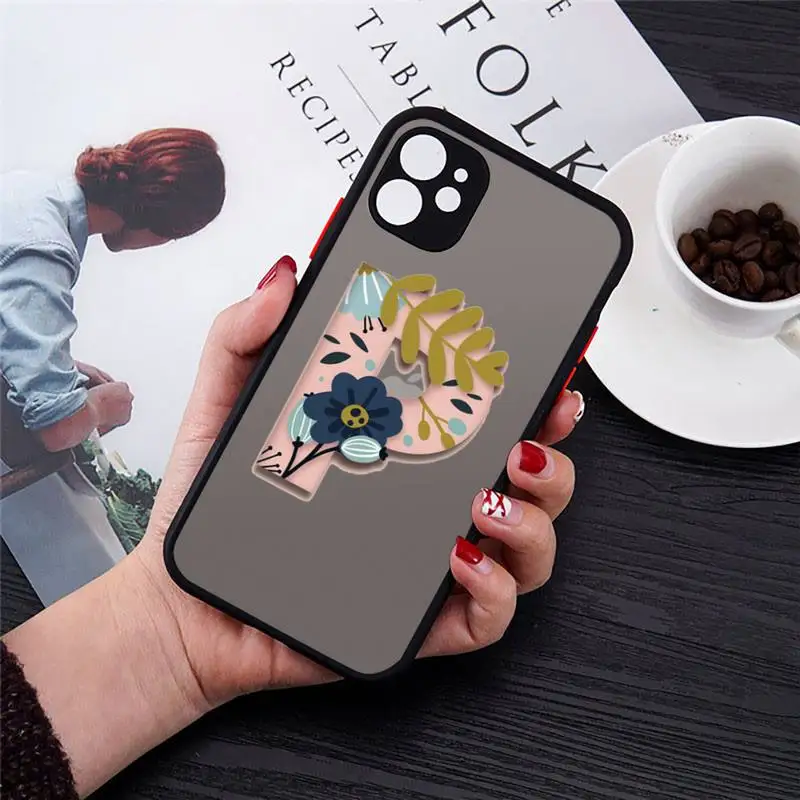

Letter simple pattern painting Phone Cases matte transparent For iphone 7 8 11 12 plus mini x xs xr pro max cover