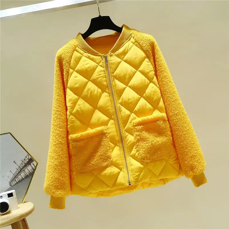 

Women's Short Down Cotton Jacket Loose Autumn Winter New Anti-Lamb Wool Padded Jackets Fashion Casual Outwear M-4XL Female Coat