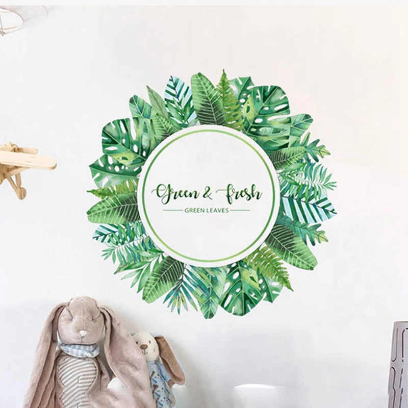 

2Set Green Plant Flowers Wall Decal,Removeable Fresh Leaf Green Plants Wall Stickers,DIY Wall Murals for Home Decoration