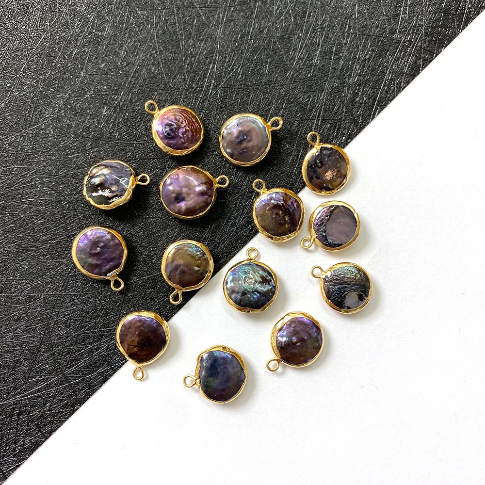 

Natural Freshwater Pearl Oblate Button Beads Pendant for DIY Fashion Jewelry Making Necklace Bracelets Accessories Size 14x18mm