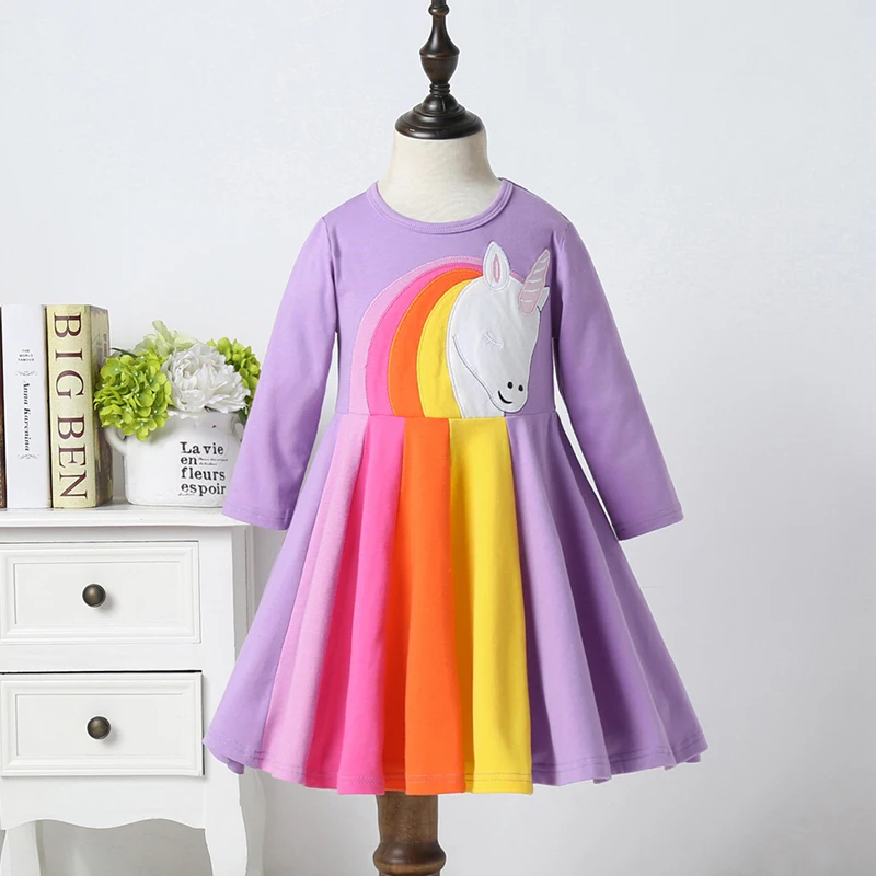 Новинка 2020 года летнее платье с рисунком пони для маленьких девочек фиолетовые