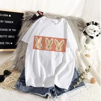 women summer o neck 90s style graphic cute casual fashion aesthetic cute rabbit print female clothes tops tees tshirt