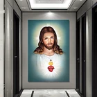 Холст, картина и религиозные принты, Священное Сердце Исуса, христианский плакат, настенное оформление без рамки для гостиной