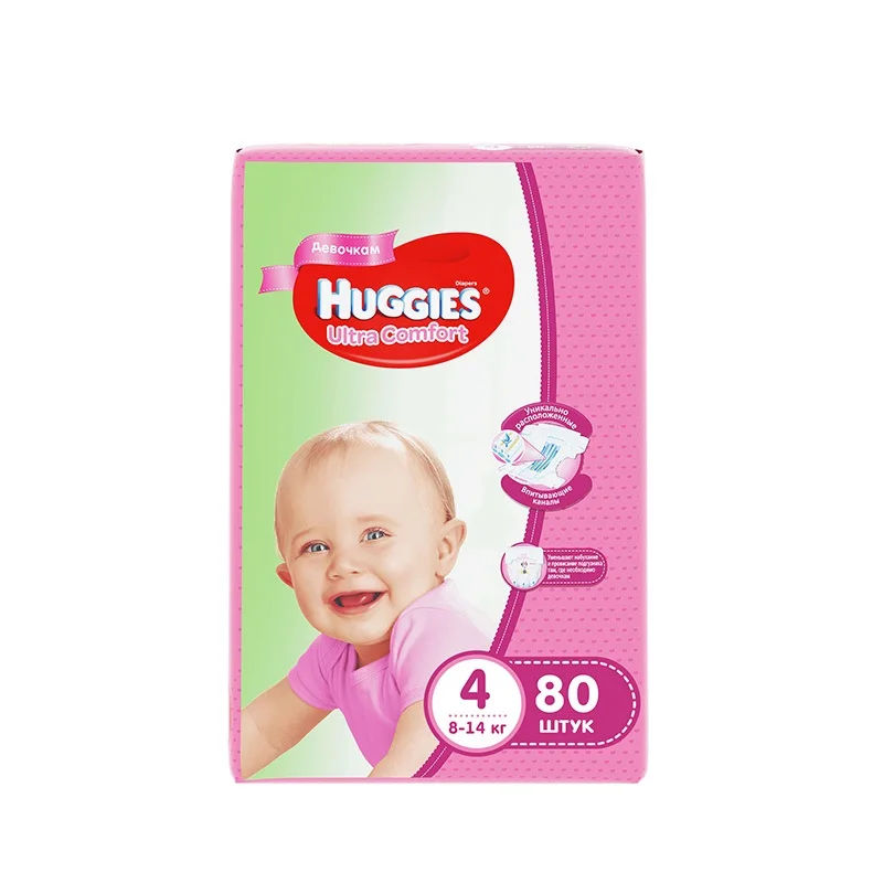 Подгузники Huggies для девочек Ultra Comfort 8 14 кг (размер 4) 80 - Цена: 945,52 руб.