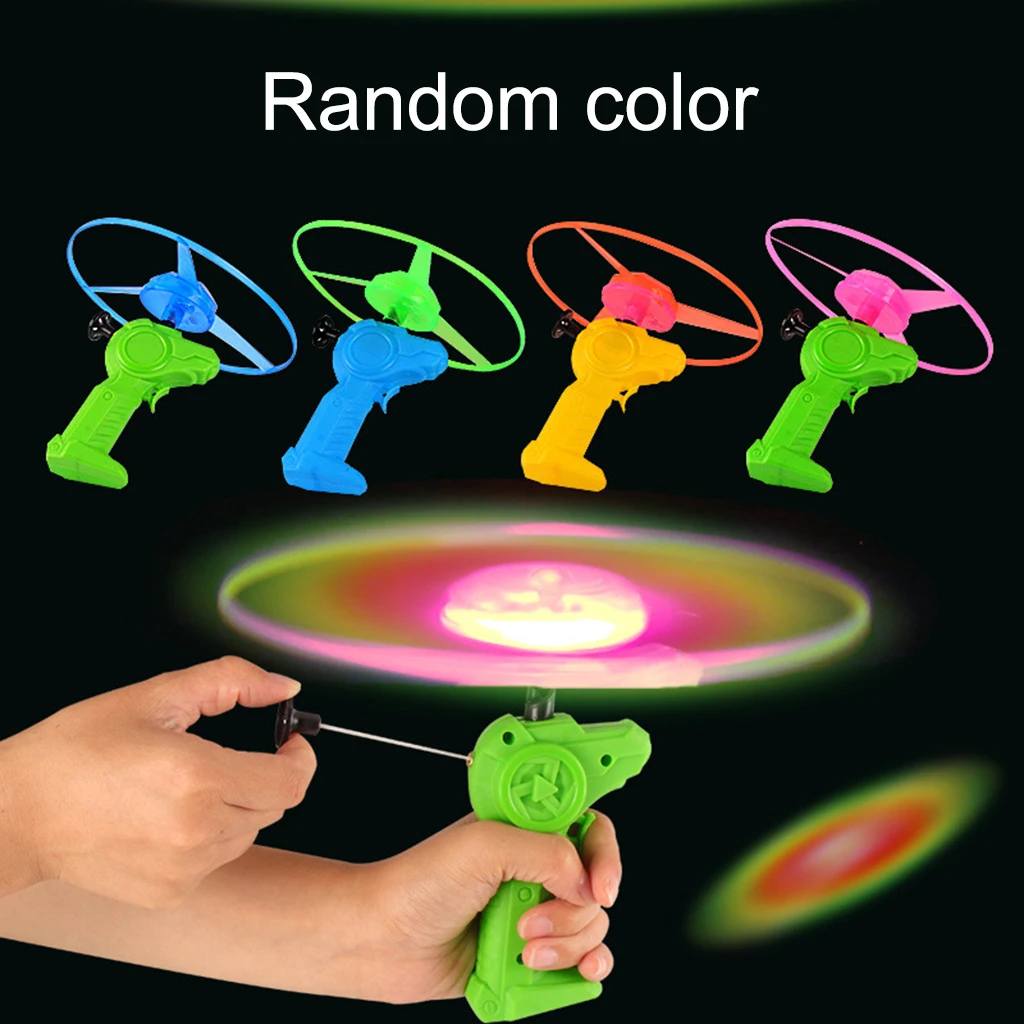 

LED Light Flash Flying Saucer Toys Funny Spinning Disc Launcher Toy Age 6+