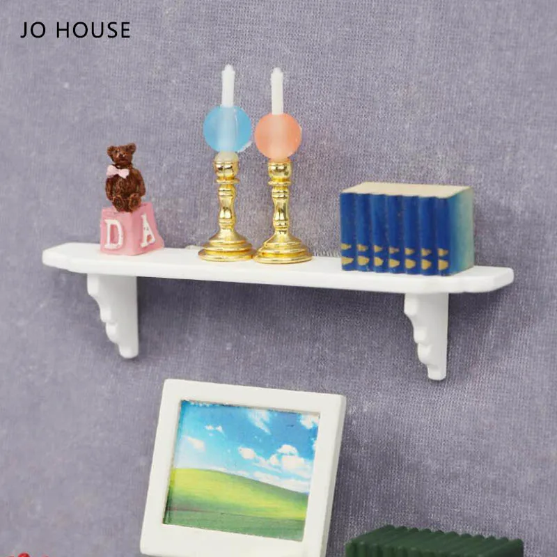 

JO HOUSE Mini Furniture Kitchen Bedroom White Shelf Rack 1:12 Dollhouse Minatures Model Dollhouse Accessories
