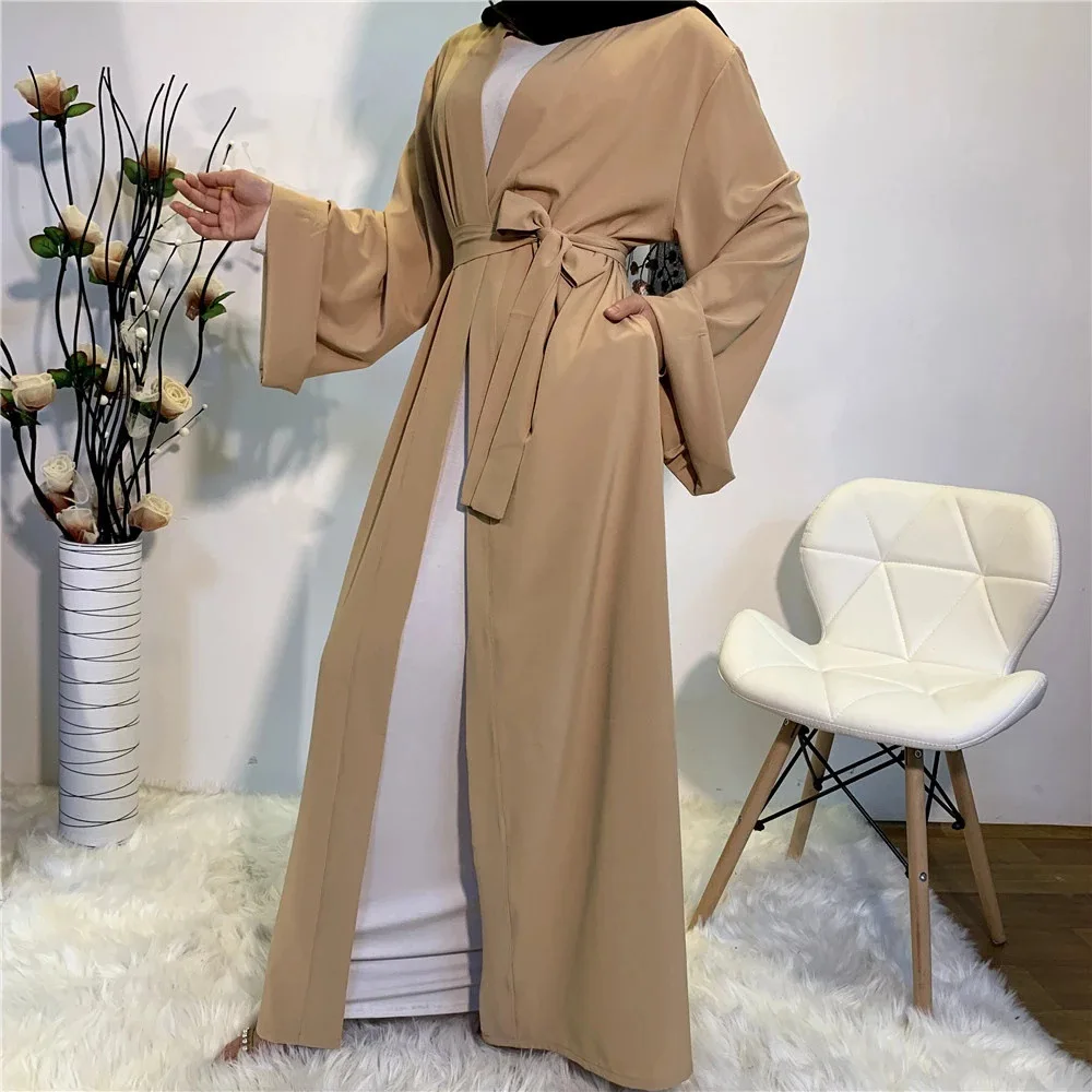 

Solid Open Kaftan Dubai Abaya Turkey Kimono Cardigan Robe Muslim Hijab Dress Ramadan Abayas For Women Caftan Islamic Clothing