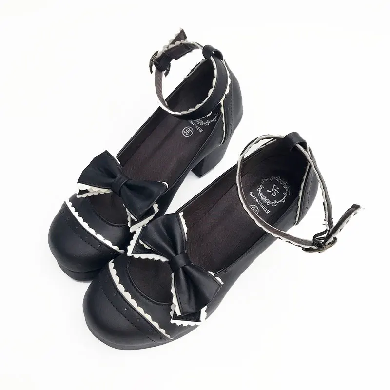 

2019 new Mori girl thick with waterproof platform bow high heels women