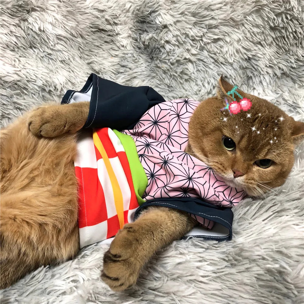 

Anime Demon Slayer Pet Cosplay Clothes Kamado Nezuko Zenitsu Tanjirou Hoodie Cosplay Costumes Cat Dog Supplies Christmas Gifts