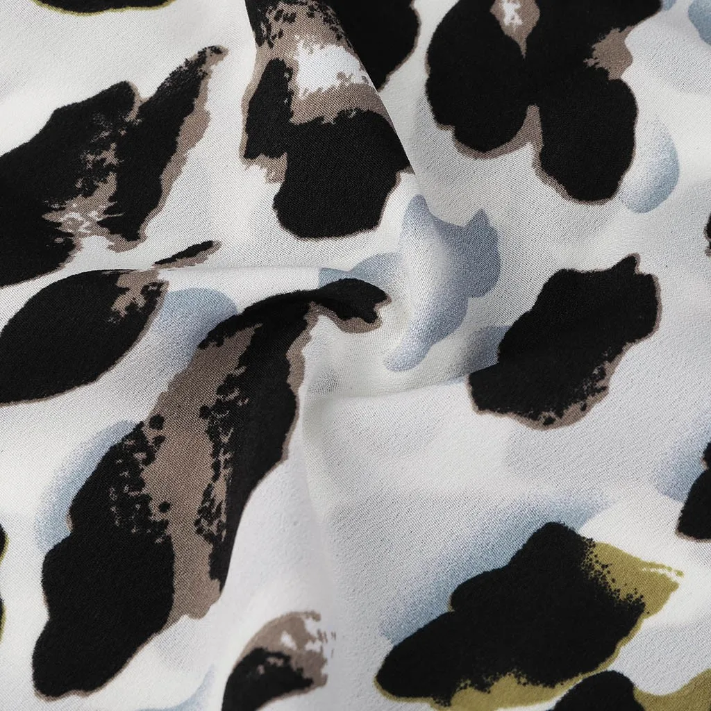 Повседневная Блузка с леопардовым принтом рубашка женские рубашки коротким