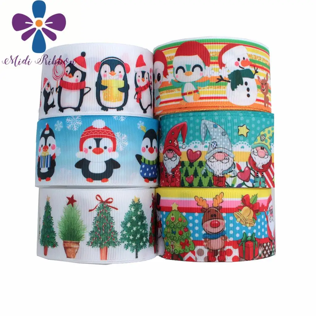 16 мм 75 Mrry Рождество мультфильм Пингвин снеговик печатных Grosgrain/Foe ленты DIY Волосы