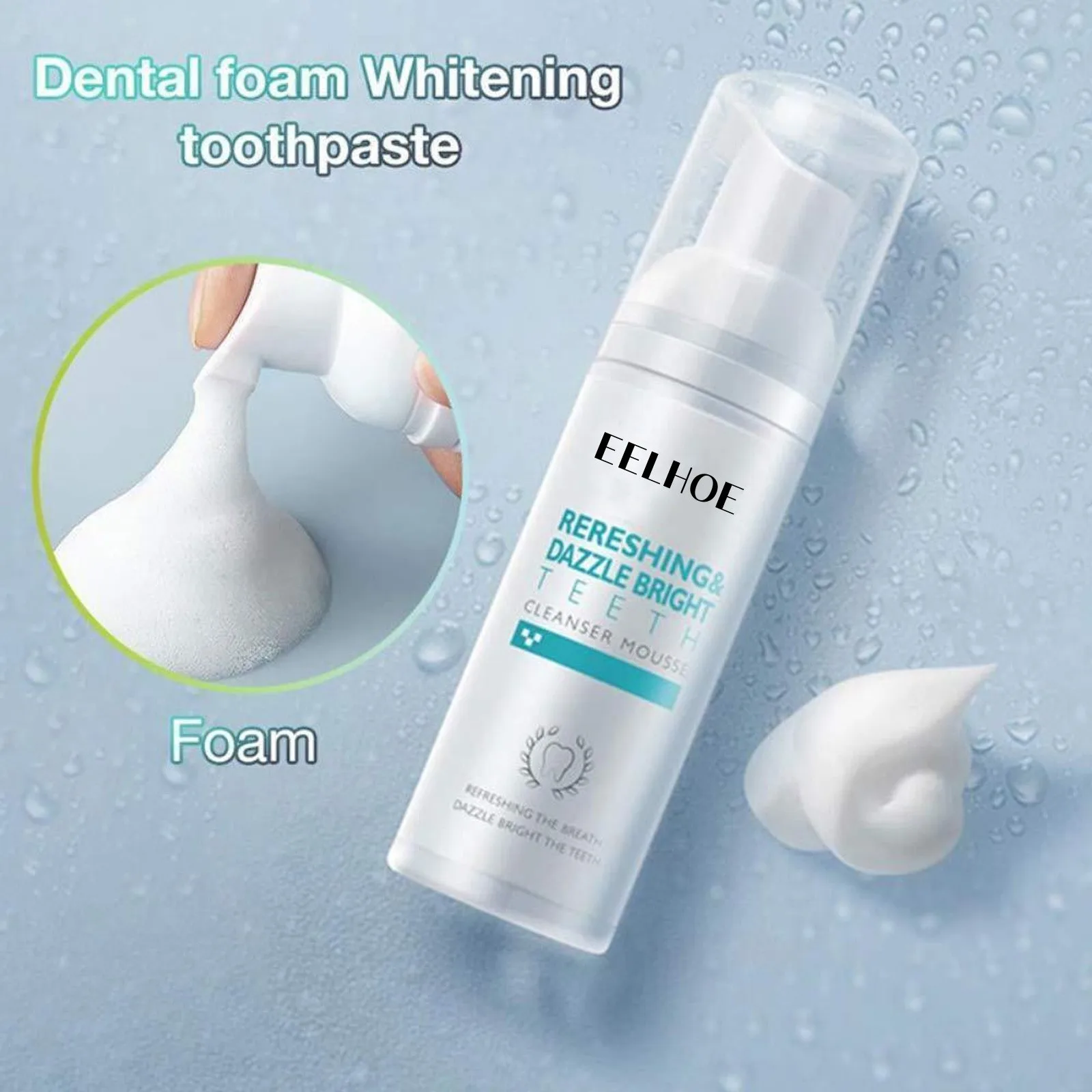 

60ml Tooth Whitening Toothpaste Intensive Stain Removal Gums Natural Refreshing Shining Ultra-fine Mousse Foam Deeply Cleaning